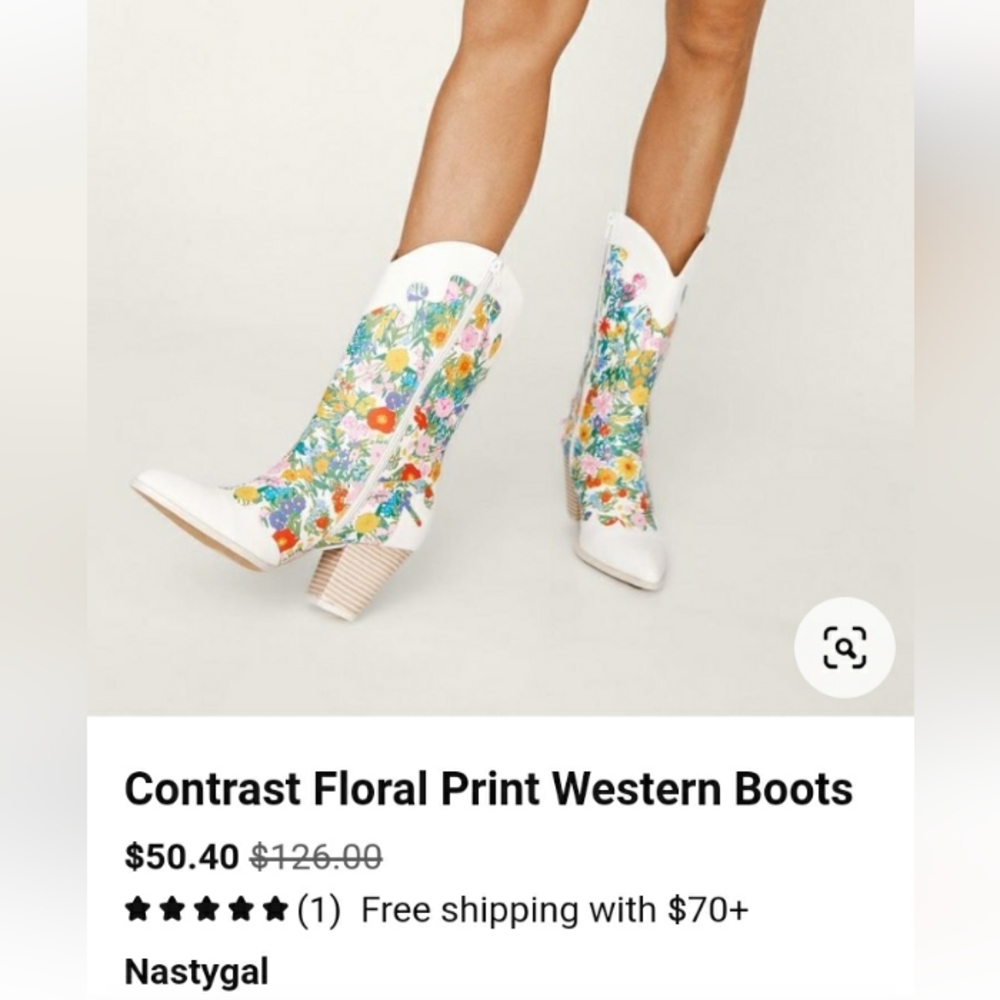 ISO Nasty Gal Contrast Floral Print Western Boots